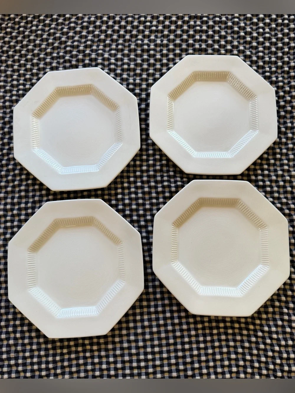 Independence Ironstone Interpace Octagonal White Dessert Plates - Set of 4